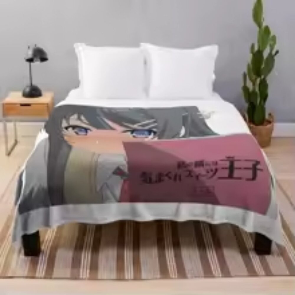 NEW Bunny Girl Senpai - Embarrassed Sakurajima Mai Throw Blanket Fuzzy Blanket